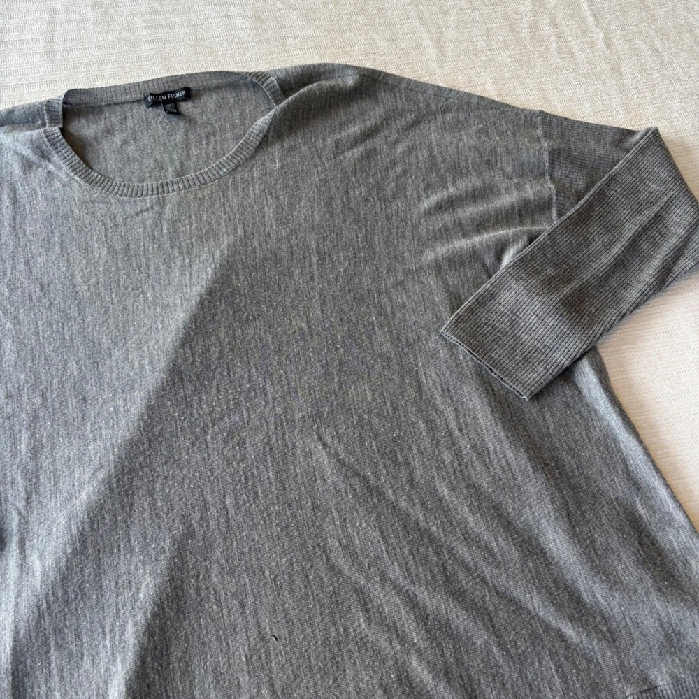 Eileen Fisher Grey 100% Merino Wool‎ Boxy Oversized Sweater Large F5MU